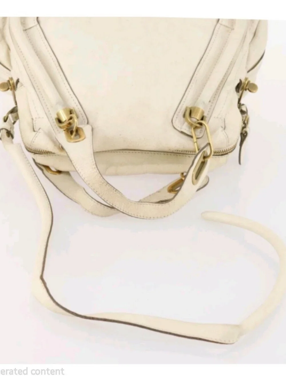 Chloe Ivory Leather Paraty With Gold Accents Satchel Bag